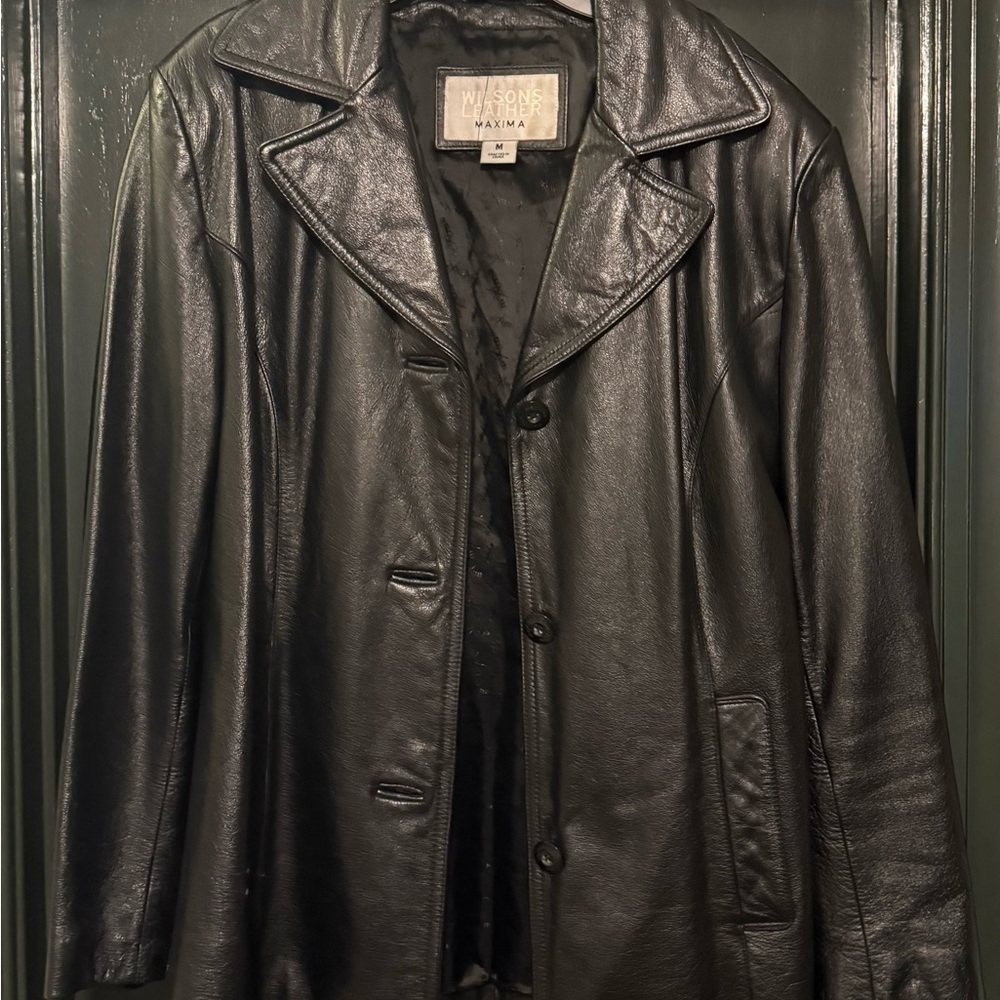 Wilsons Leather Black Trench Coat for Men